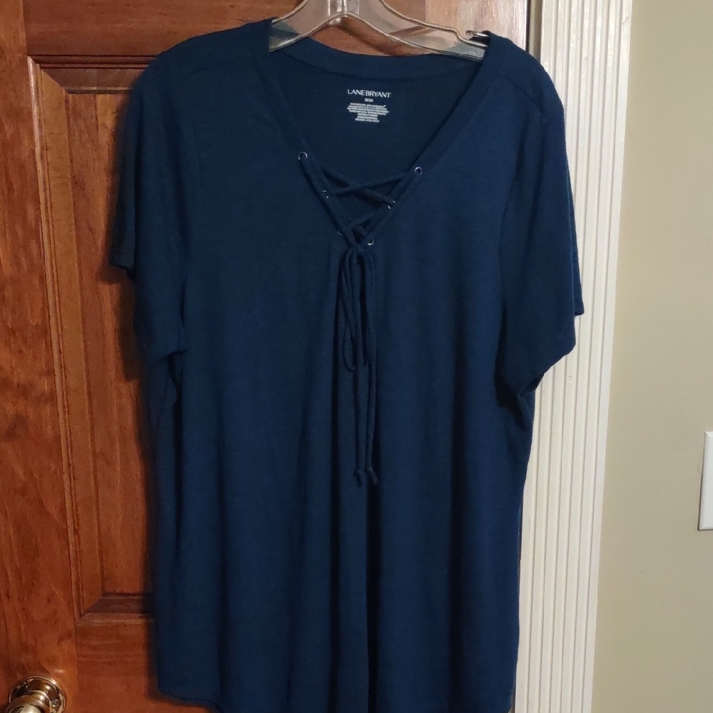 Lane Bryant Navy Lace-Up Women's Top